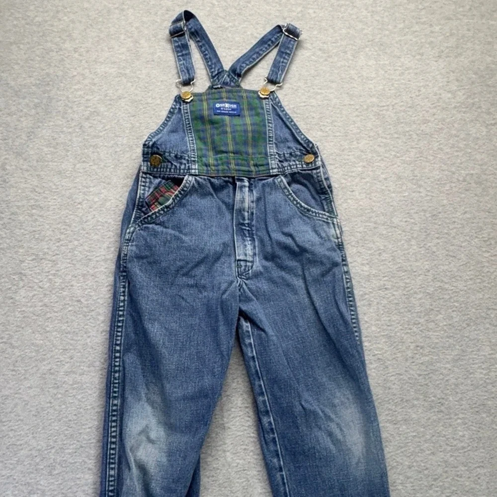 Vintage OshKosh Bgosh Boys 6 Blue Bib Overalls Elastic Cuffs Talon Zip Denim